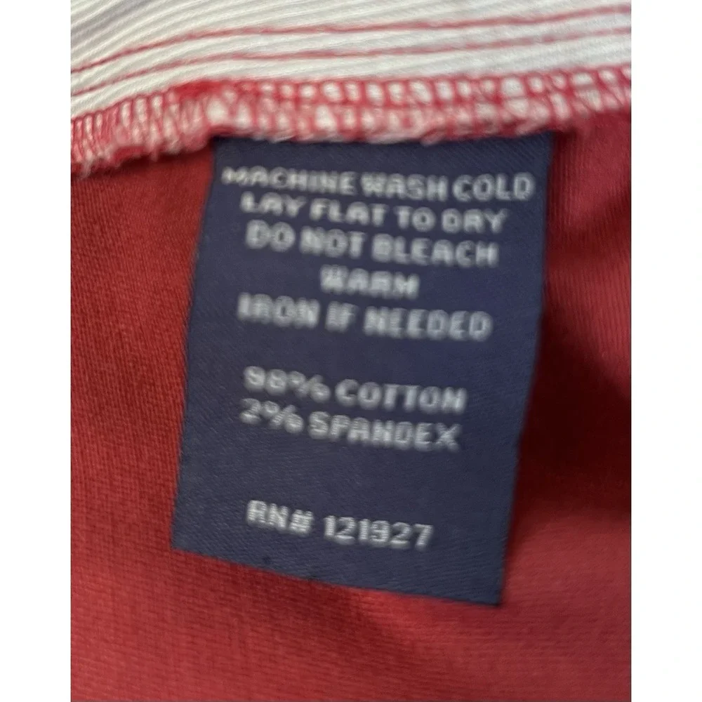 JOHNNIE-O Sz 34 Shorts Neal Malibu Red Flat Front Chino Stretch Twill *Flaw*
